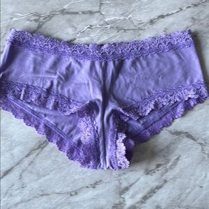 NWT HANKY PANKY cotton with Lace Trim grape Boyshort Women's size s